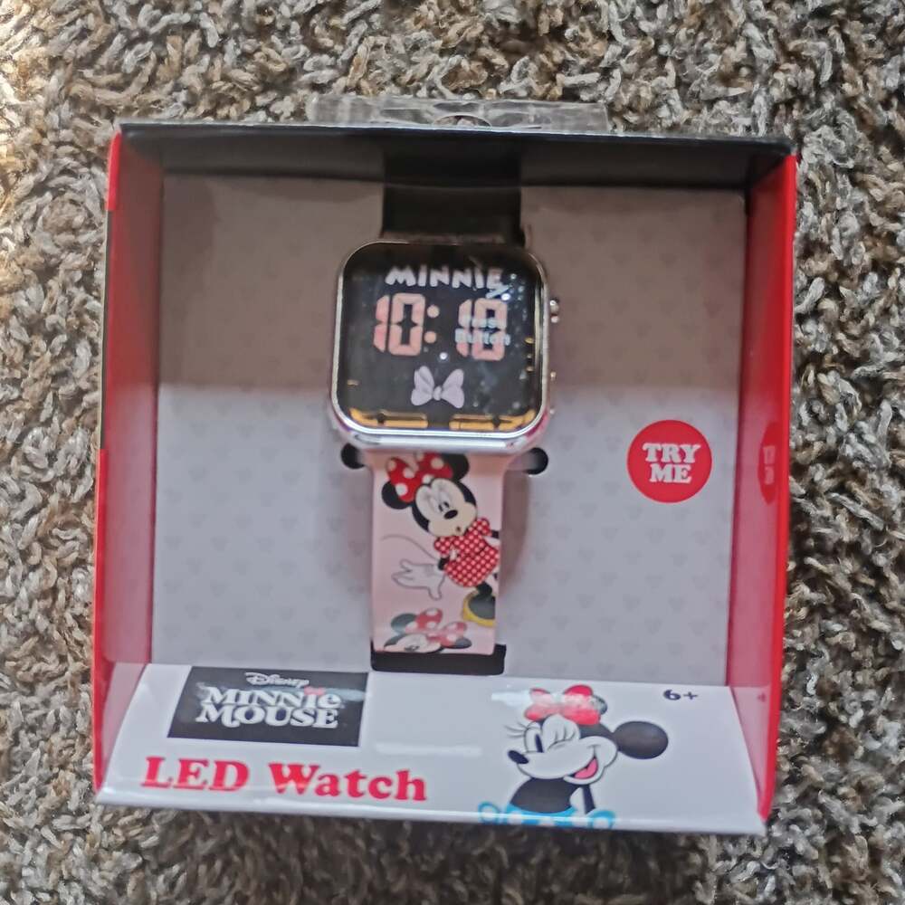 Disney Minnie Mouse Square LED Watch with Pink Silicone Strap